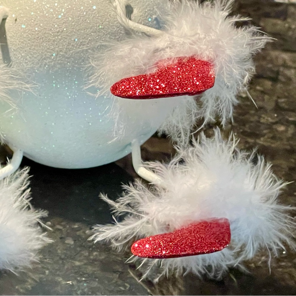 Pier 1 White Glitter Reindeer with Santa Hat & Boots Green Scarf Christmas decor - Picture 6 of 11